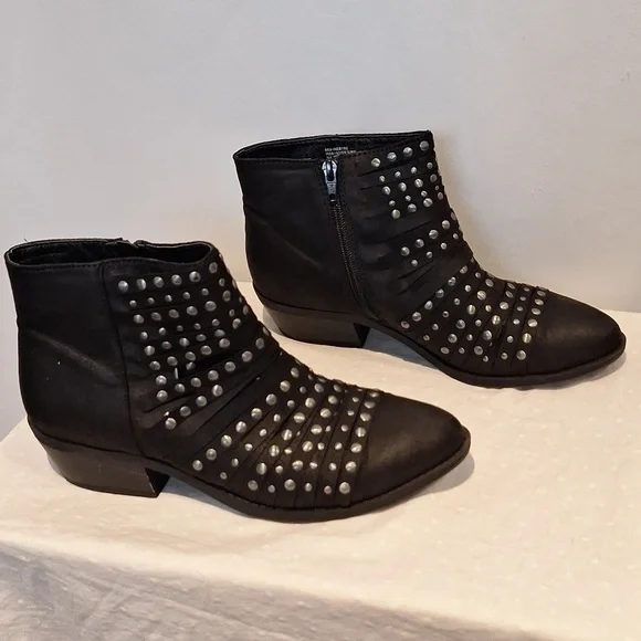 White Mountain Desire Black Ankle Boots with Silver Studs - Picture 4 of 11